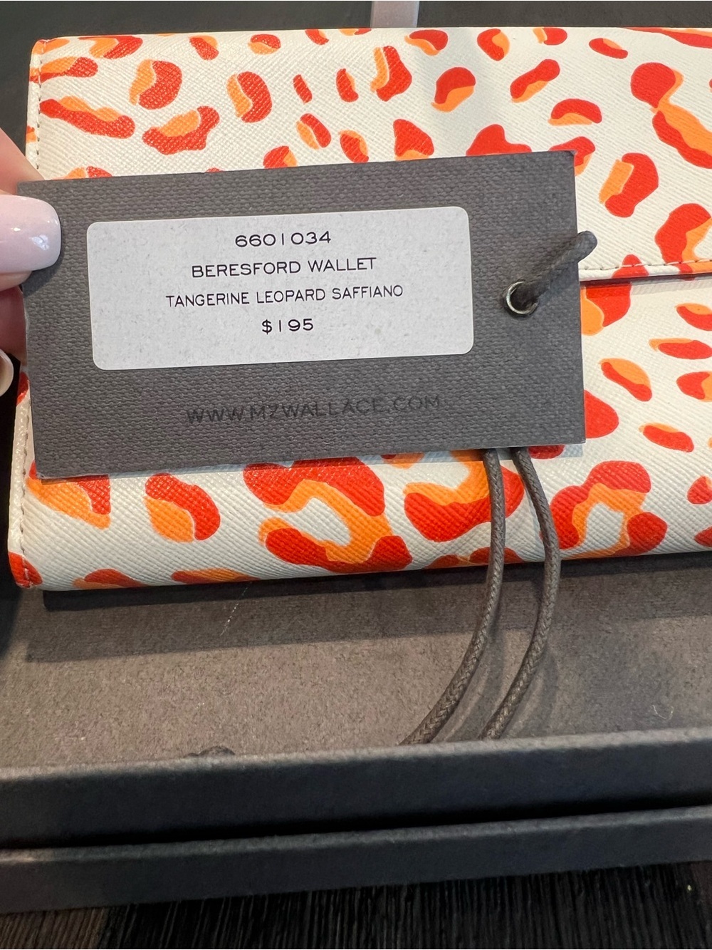 MZ Wallace Beresford Wallet Tangerine Leopard Saffiano - Picture 3 of 11
